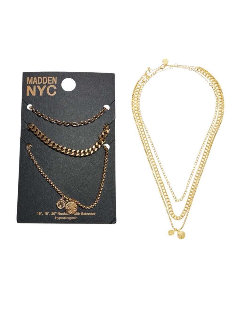 Madden NYC Gold-Tone Layered Coin Charms Necklace Set — 3-Piece